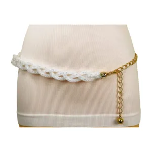 Mesh Braided Sparkly Stone Belt