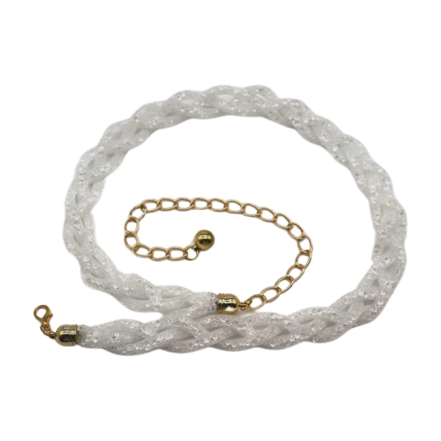 Mesh Braided Sparkly Stone Belt
