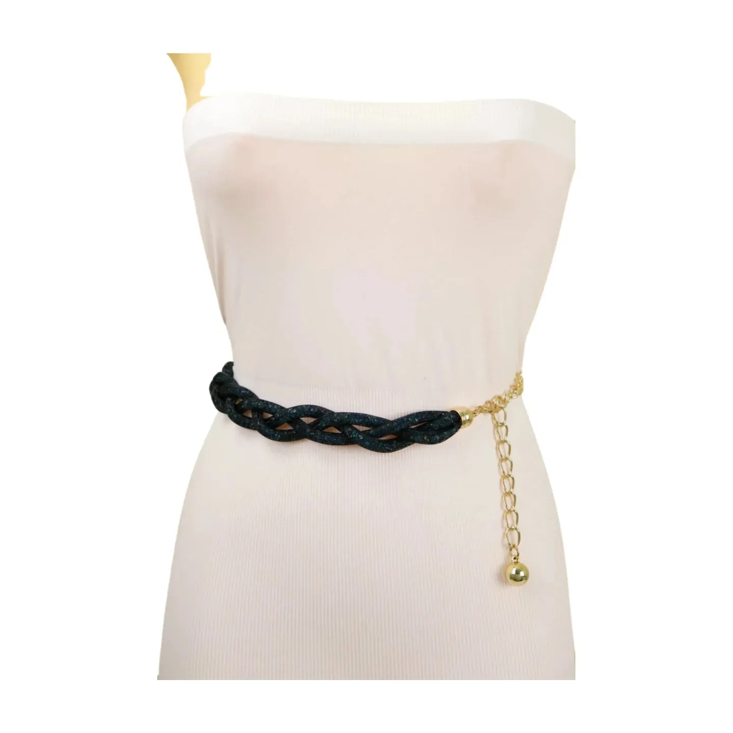 Mesh Braided Sparkly Stone Belt