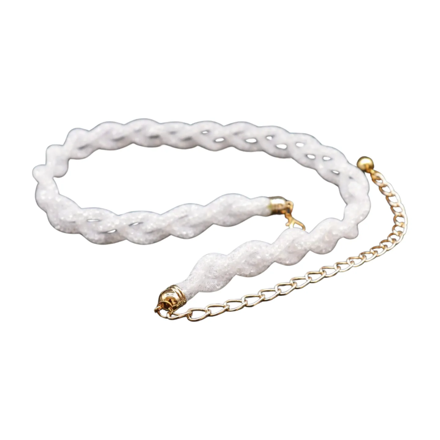 Mesh Braided Sparkly Stone Belt
