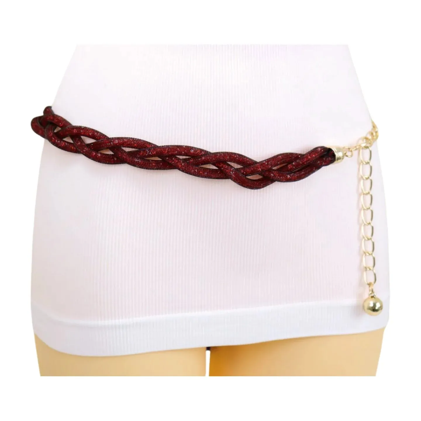 Mesh Braided Sparkly Stone Belt