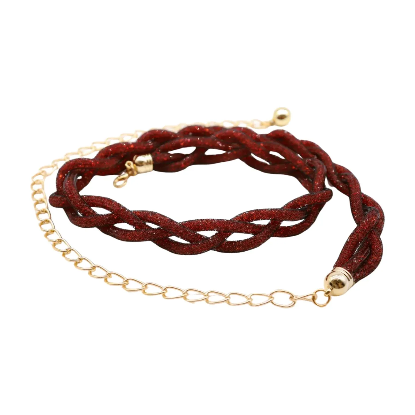 Mesh Braided Sparkly Stone Belt