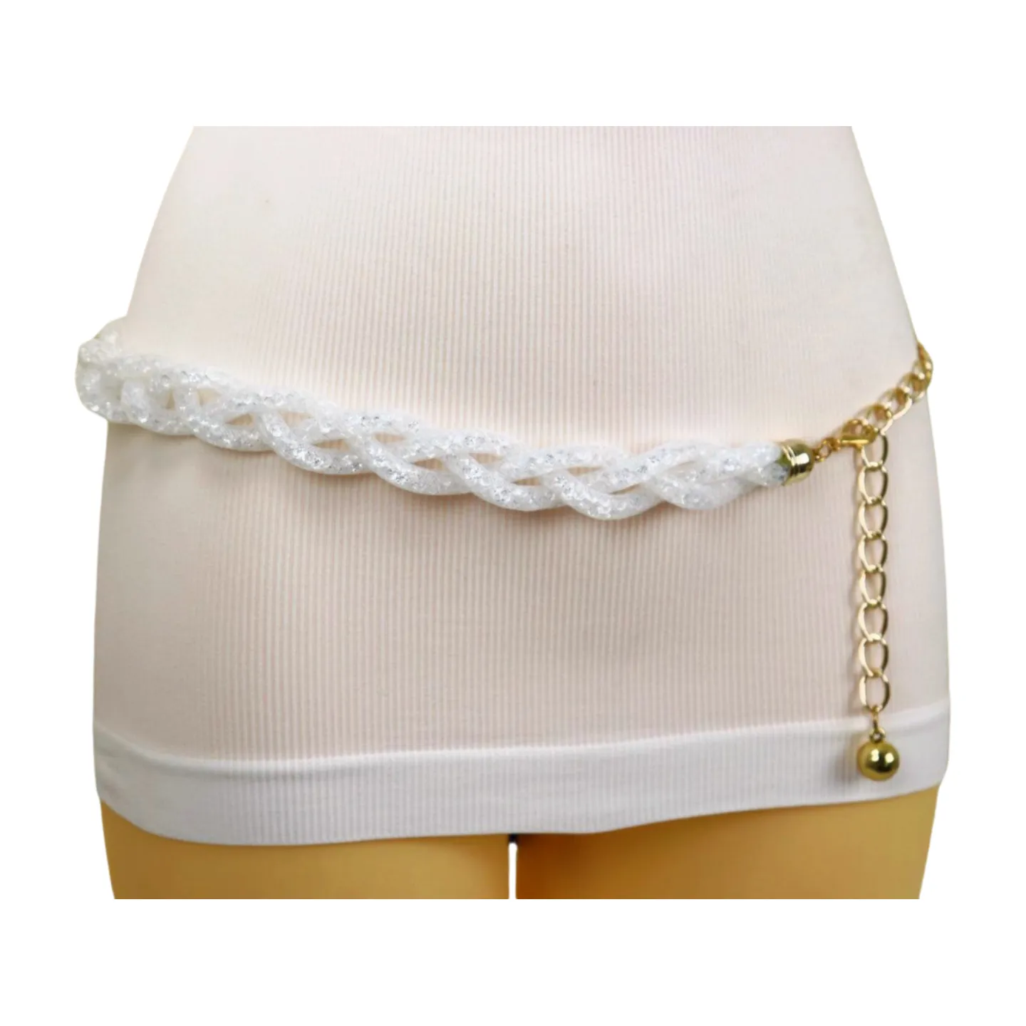 Mesh Braided Sparkly Stone Belt