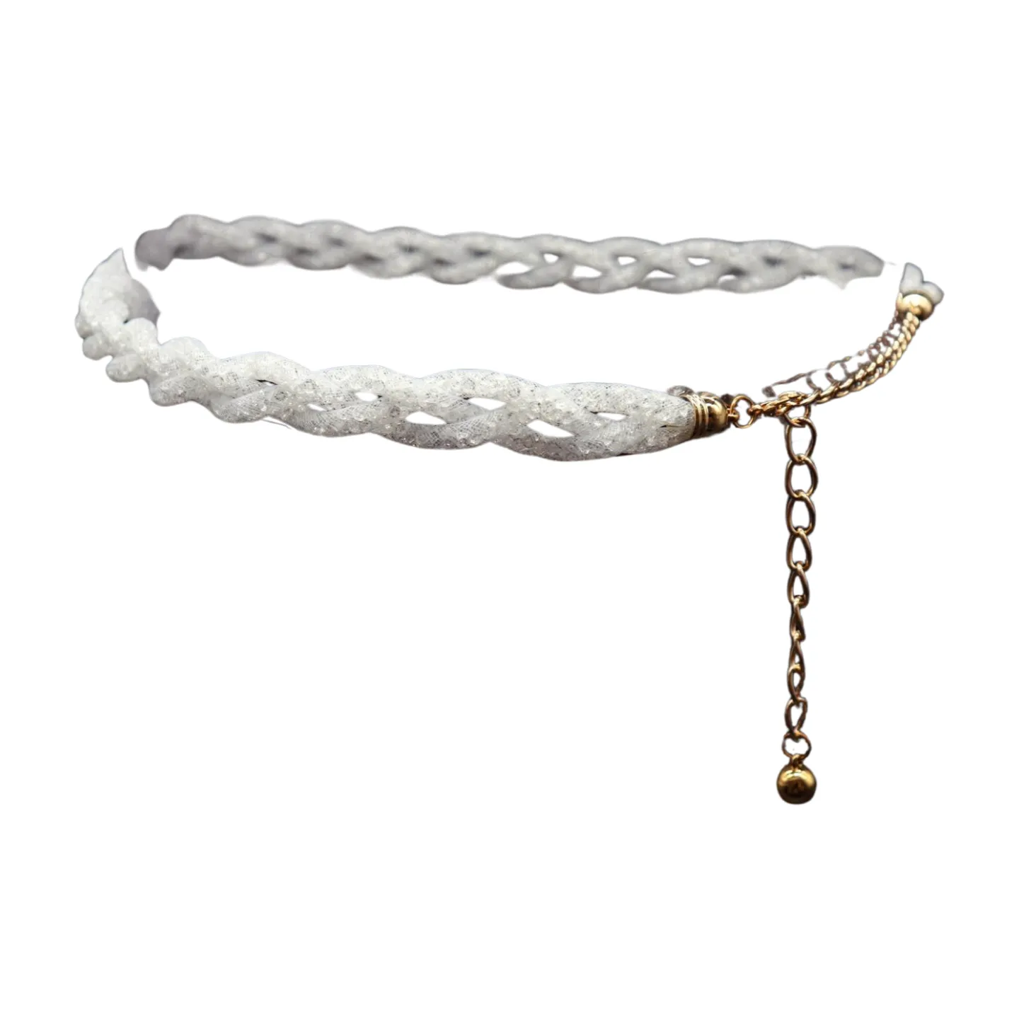 Mesh Braided Sparkly Stone Belt
