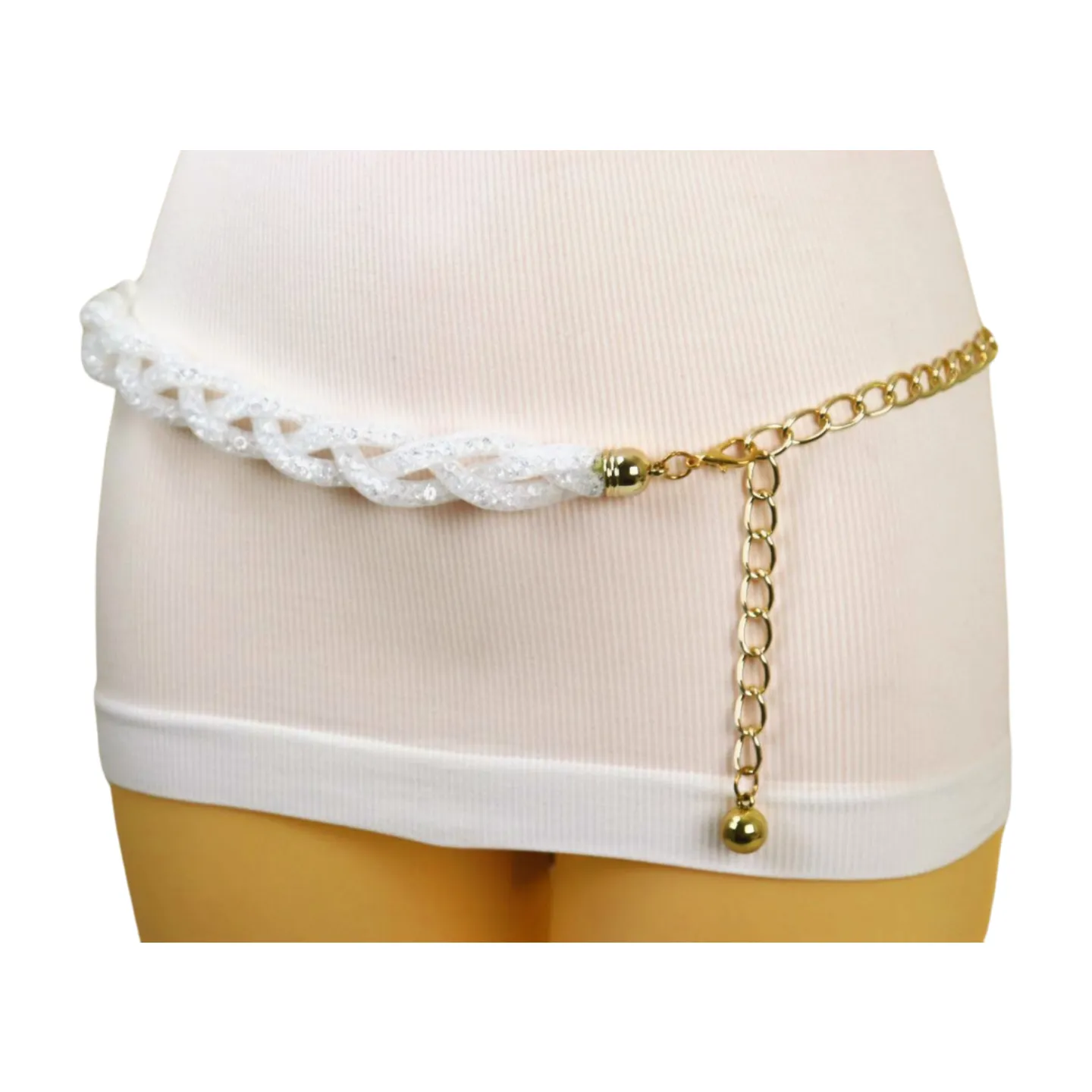 Mesh Braided Sparkly Stone Belt