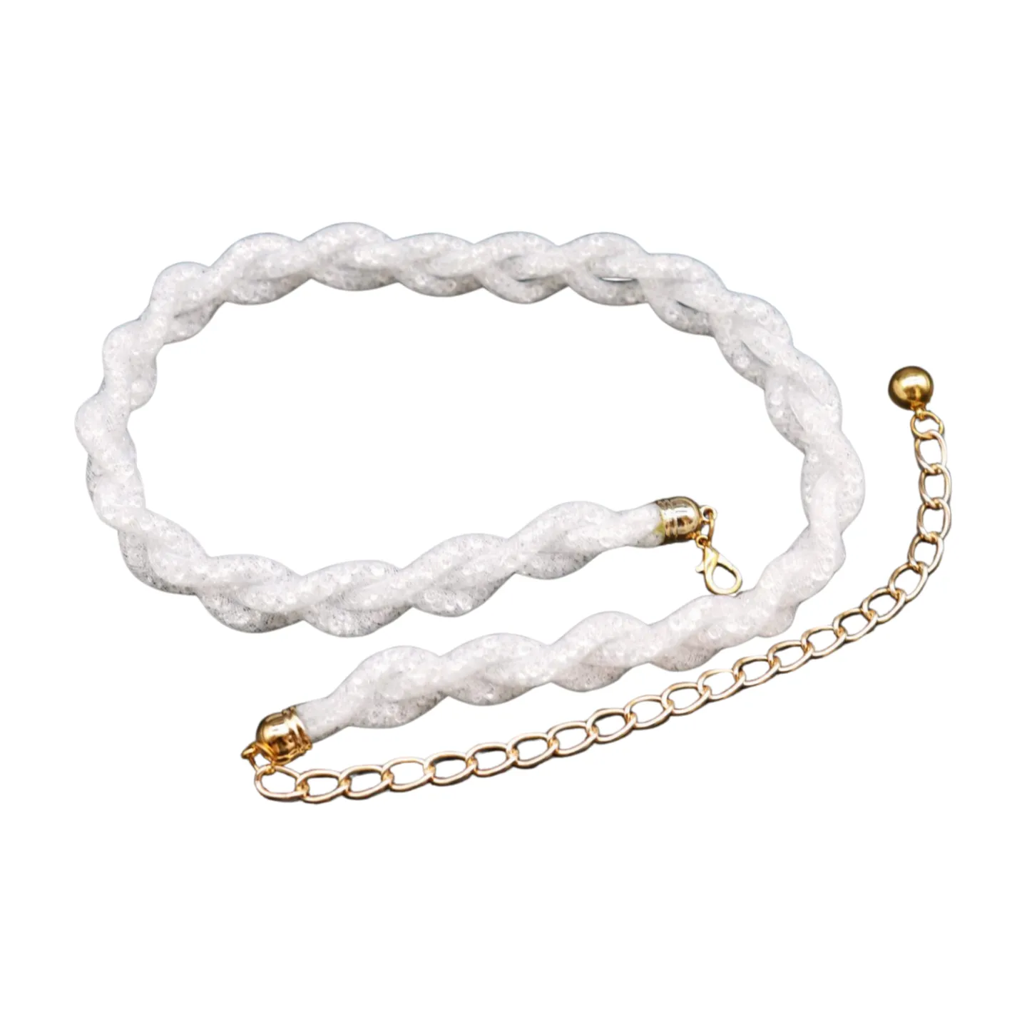 Mesh Braided Sparkly Stone Belt
