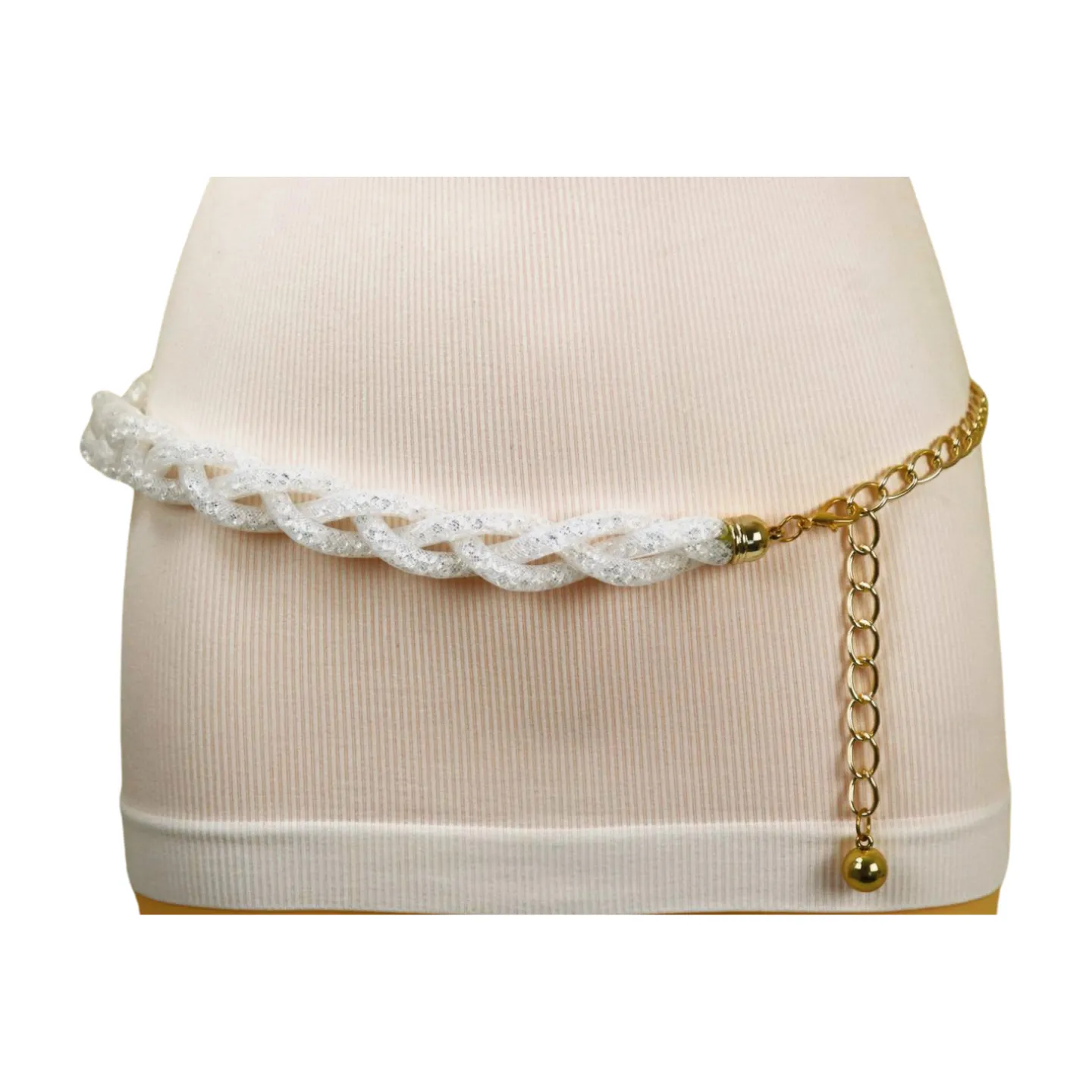 Mesh Braided Sparkly Stone Belt