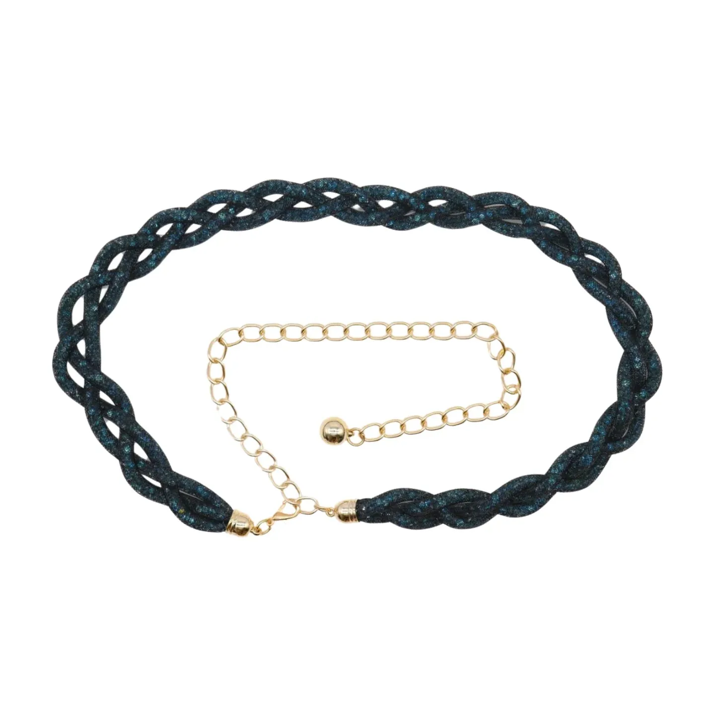 Mesh Braided Sparkly Stone Belt