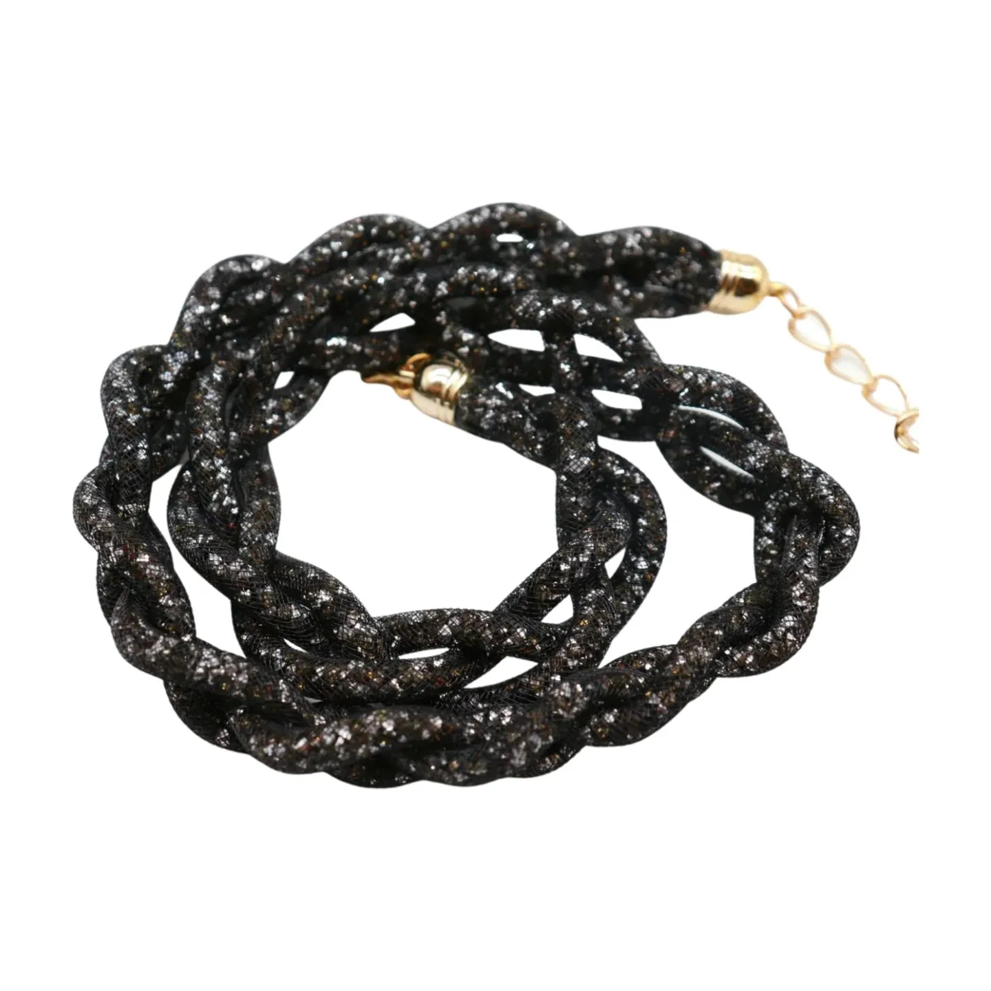 Mesh Braided Sparkly Stone Belt