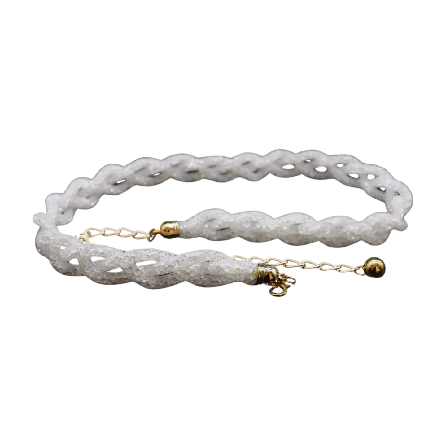 Mesh Braided Sparkly Stone Belt