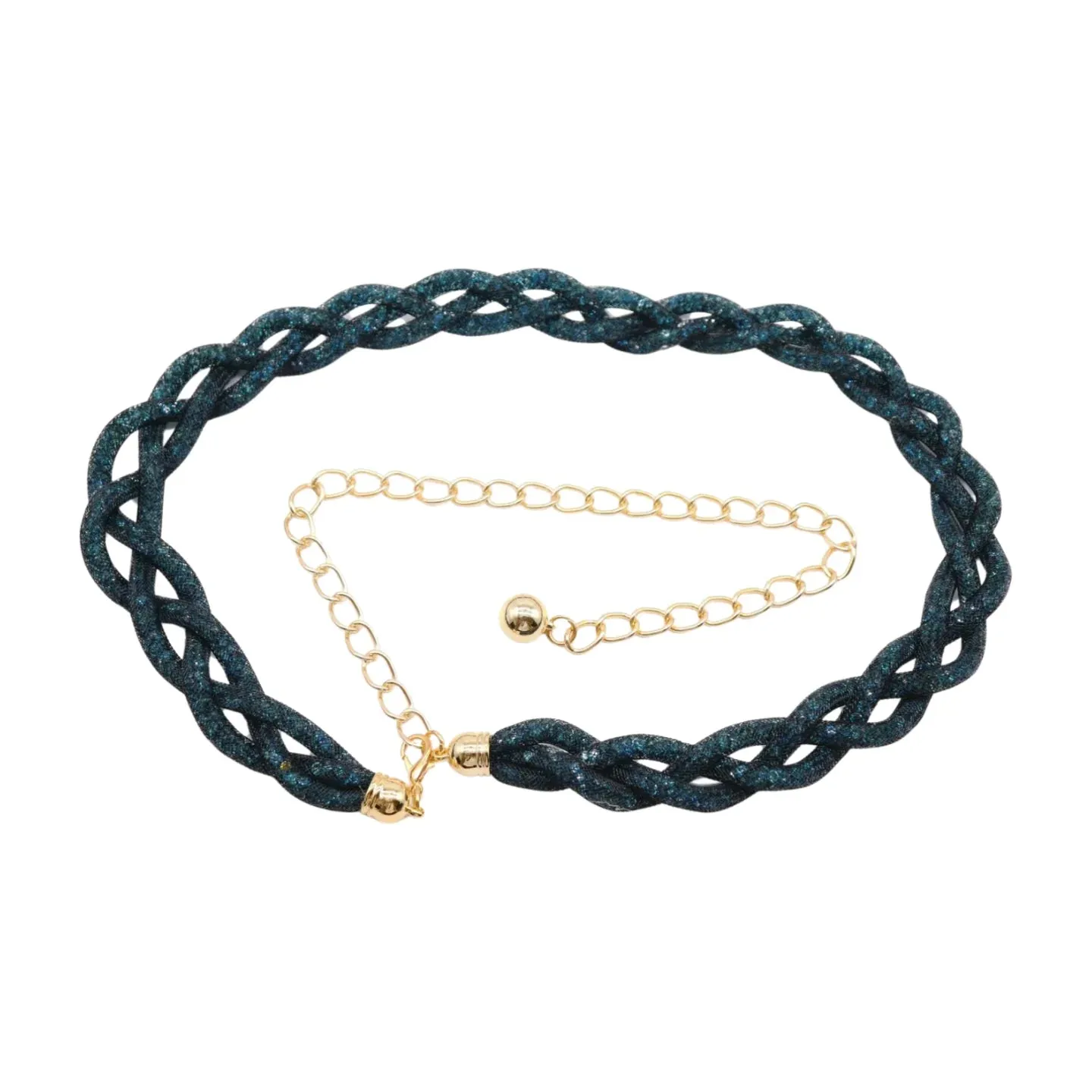 Mesh Braided Sparkly Stone Belt