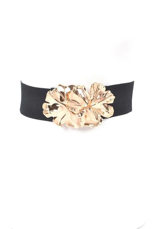 Metal Flower Buckle Fashion Elastic Belt