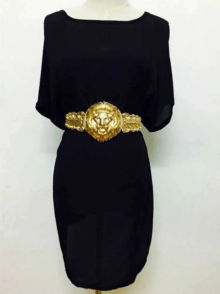 Metal Round Buckle Exaggeration Belt
