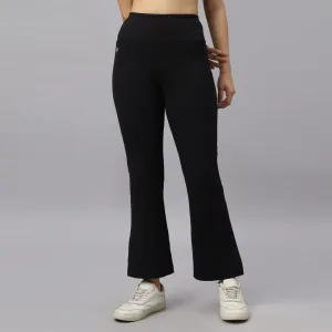 Mid-Rise Fit & Flared Pants with 4-Way Stretch & Compression Waistband