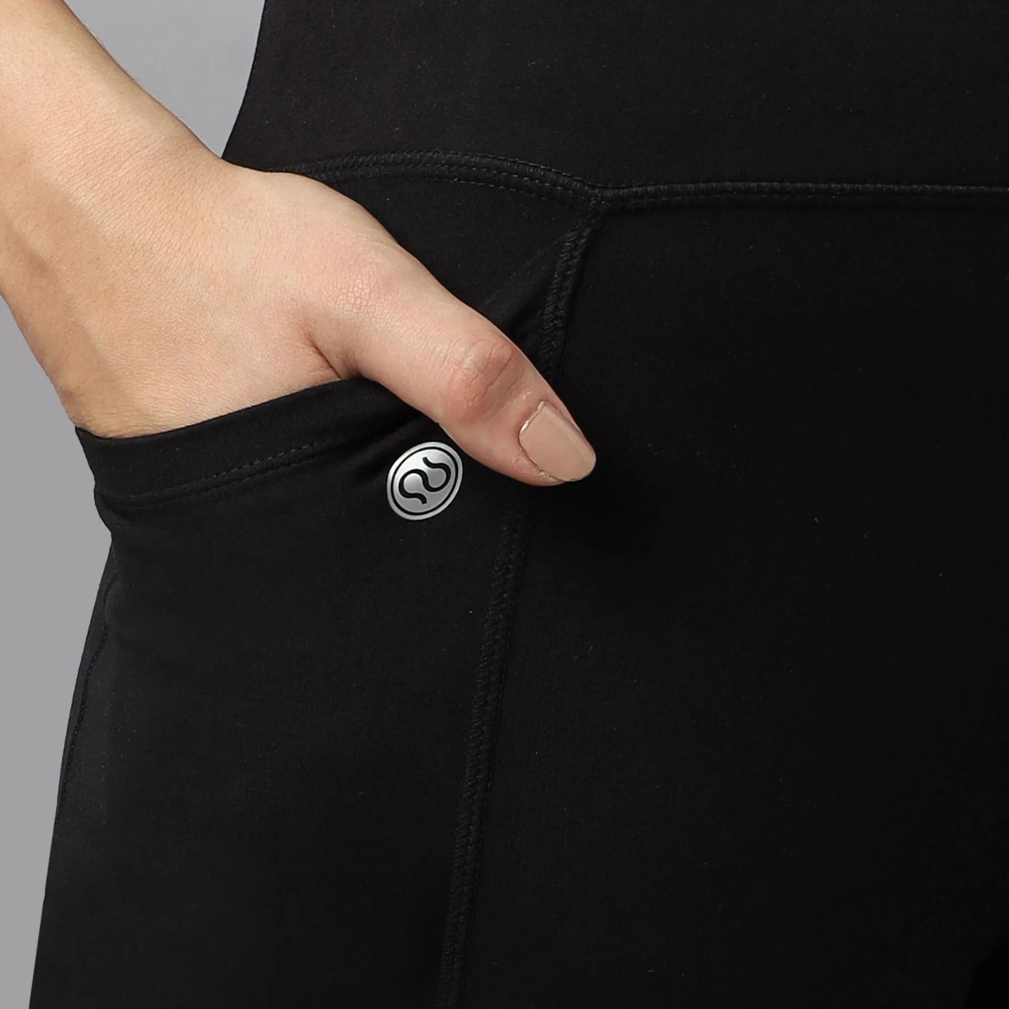 Mid-Rise Fit & Flared Pants with 4-Way Stretch & Compression Waistband