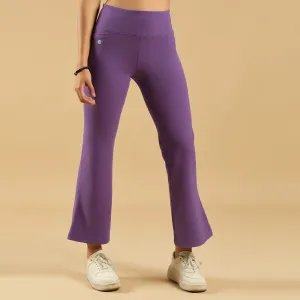 Mid-Rise Fit & Flared Pants with 4-Way Stretch & Compression Waistband