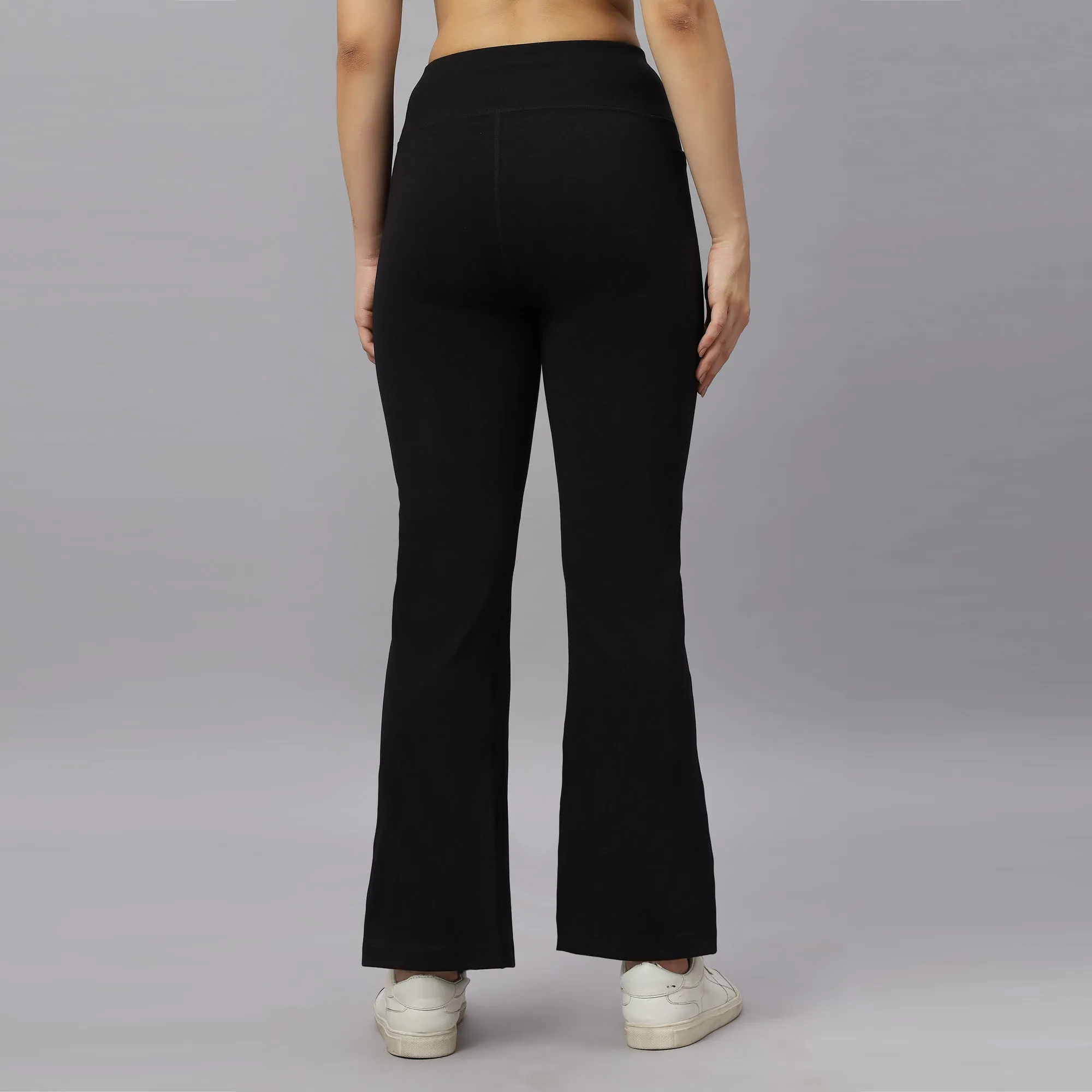 Mid-Rise Fit & Flared Pants with 4-Way Stretch & Compression Waistband