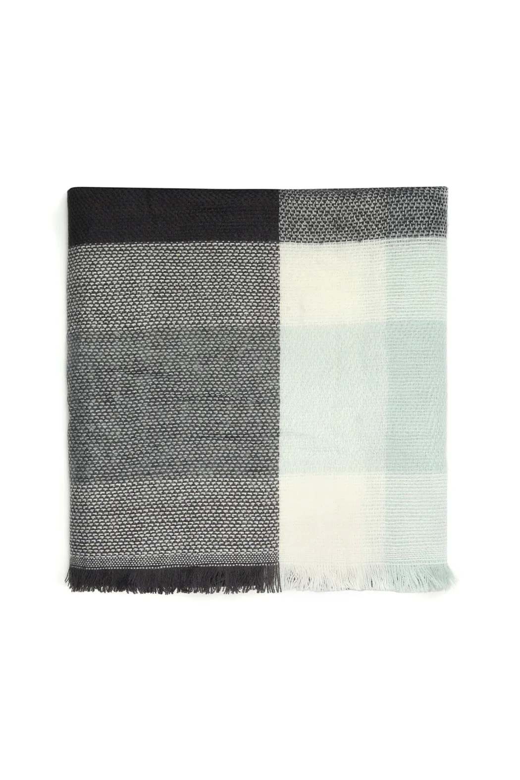 MINT GRAY BLANKET FRINGED SCARF