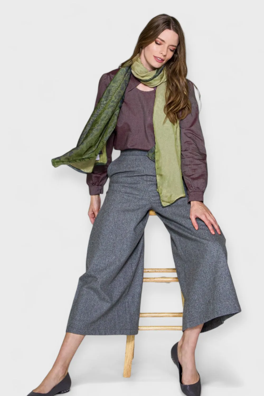 Mona Mauve Open Mock Neck Blouse
