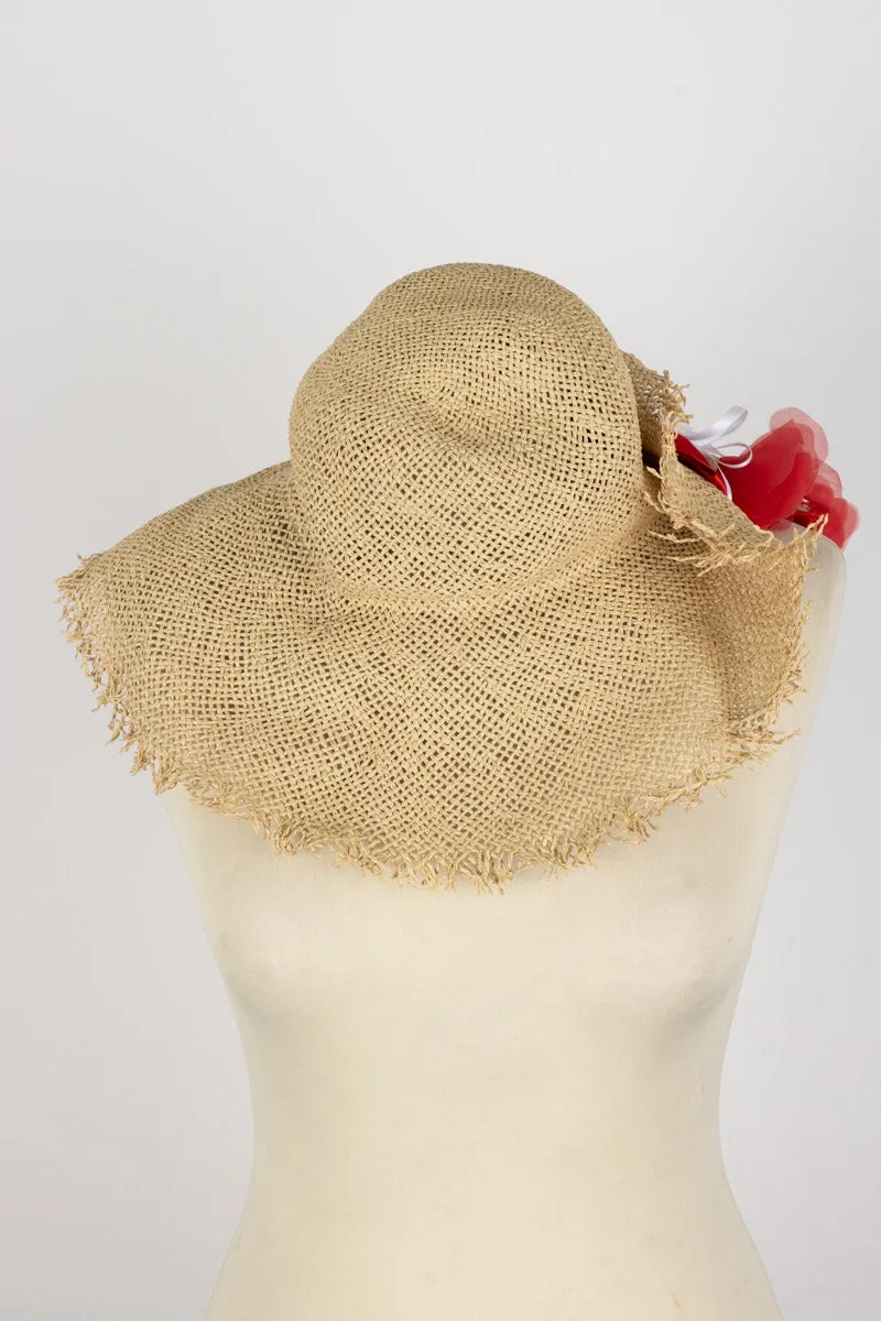 MONNALISA Beige Hat Size 8yrs with Flower