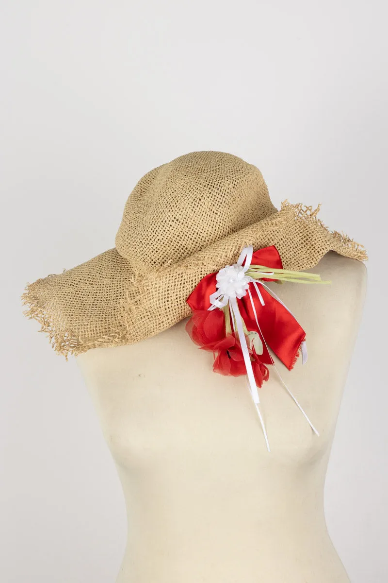 MONNALISA Beige Hat Size 8yrs with Flower