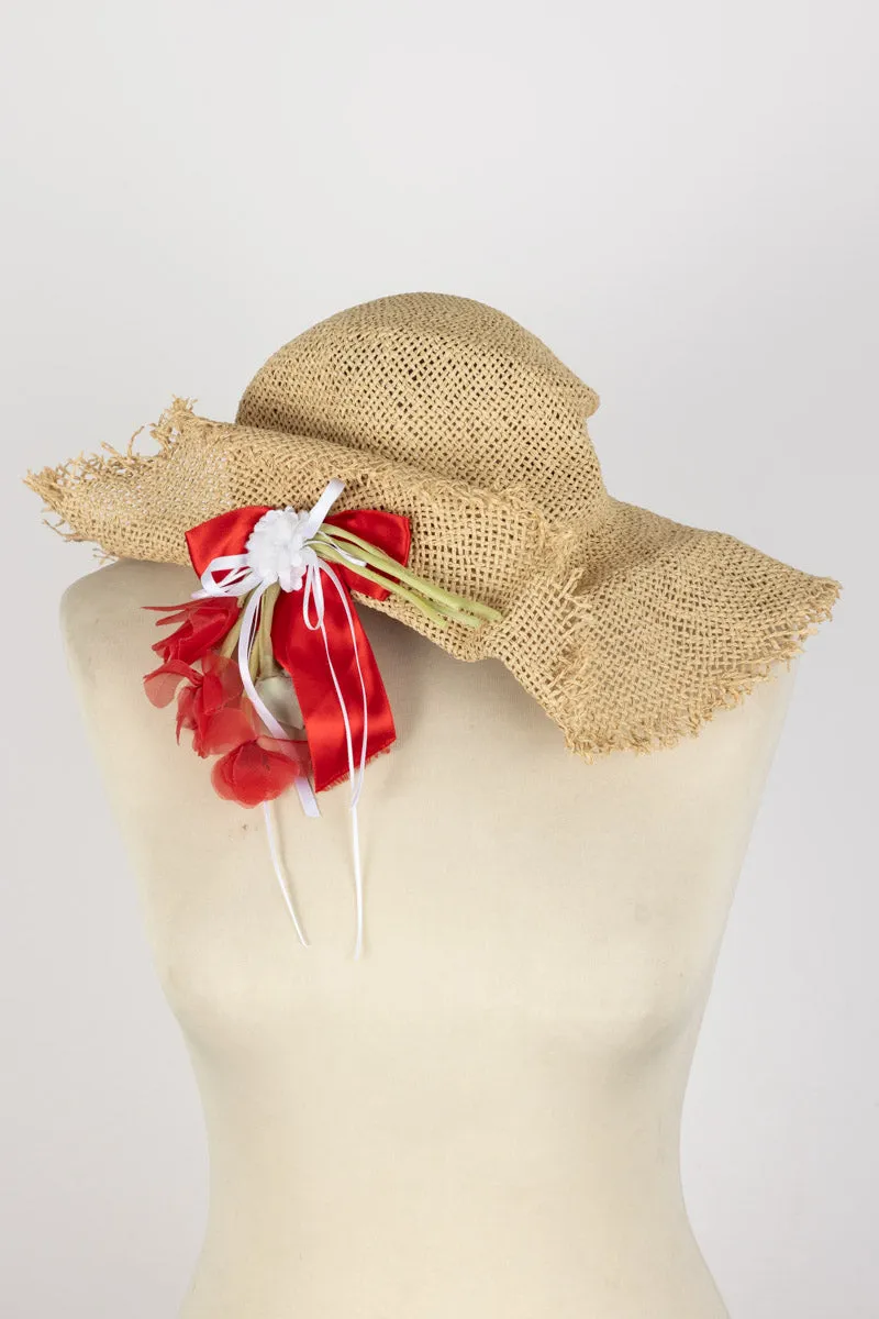 MONNALISA Beige Hat Size 8yrs with Flower