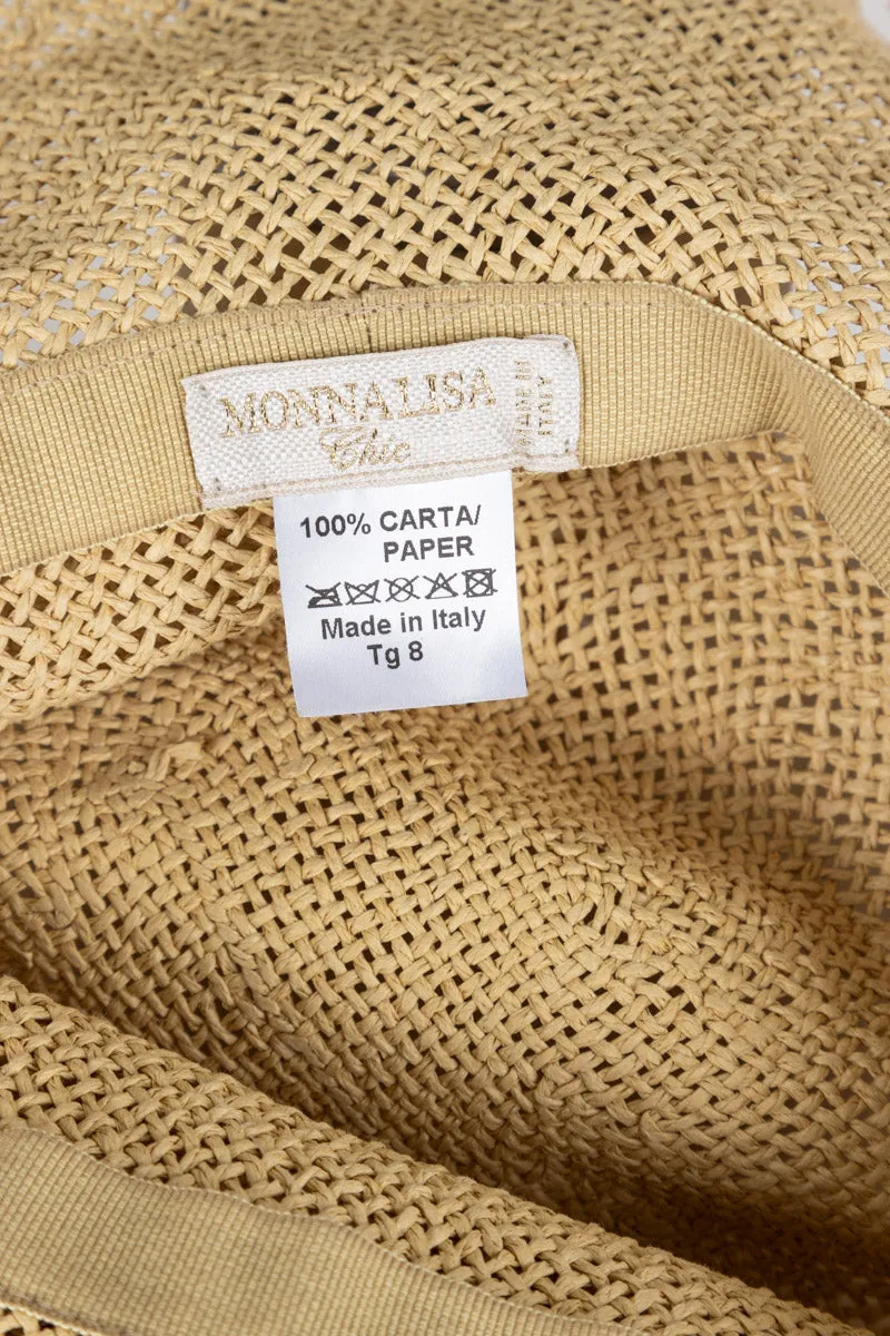 MONNALISA Beige Hat Size 8yrs with Flower