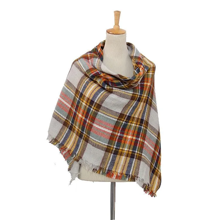 Multicolor Plaid Blanket Scarf