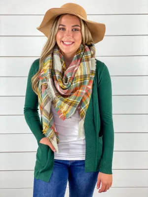 Multicolor Plaid Blanket Scarf