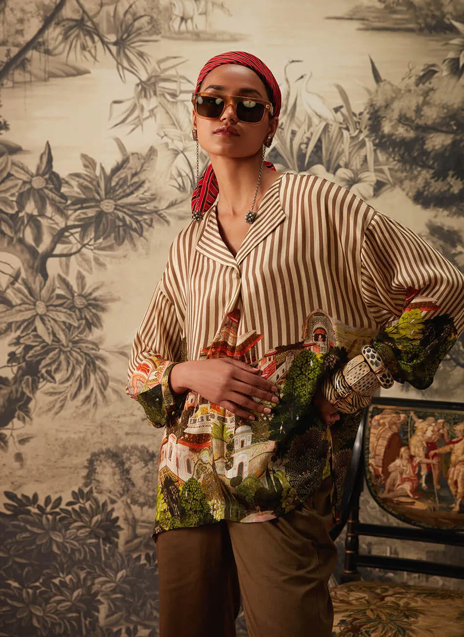 Multicolor striped printed tunic and pant