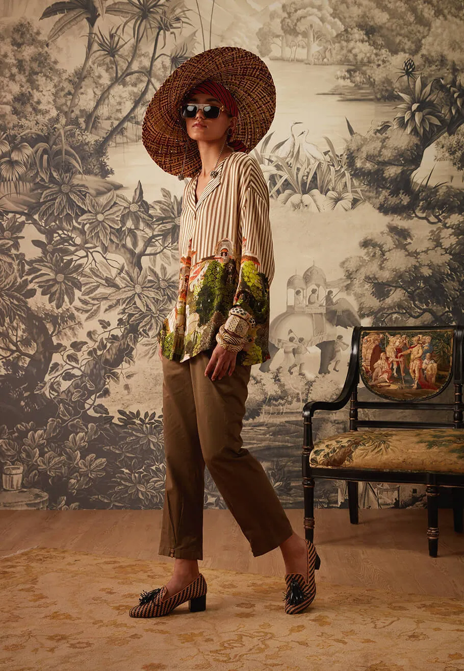 Multicolor striped printed tunic and pant