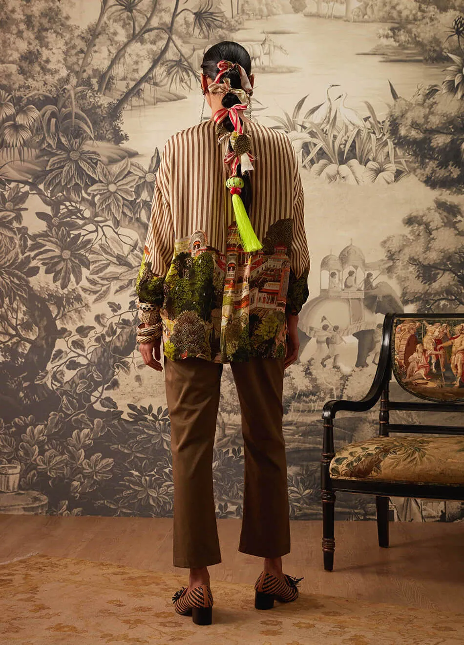 Multicolor striped printed tunic and pant