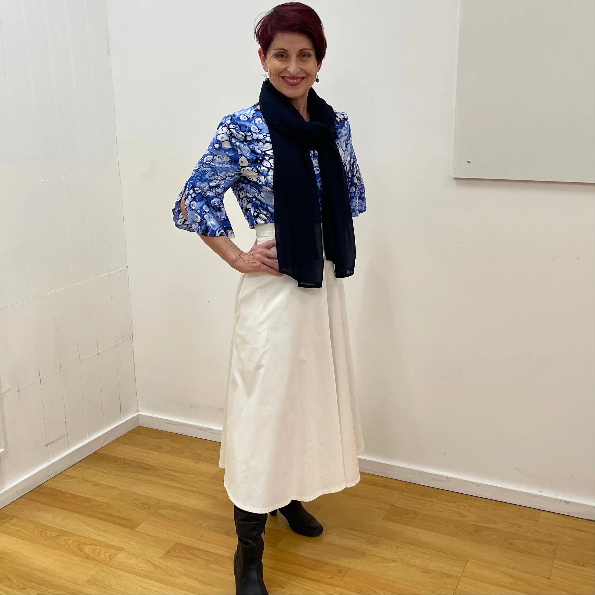 Navy Chiffon Scarf