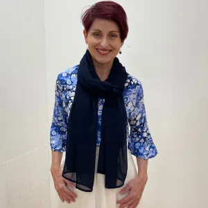 Navy Chiffon Scarf