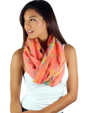 Neon Coral Plaid Scarf