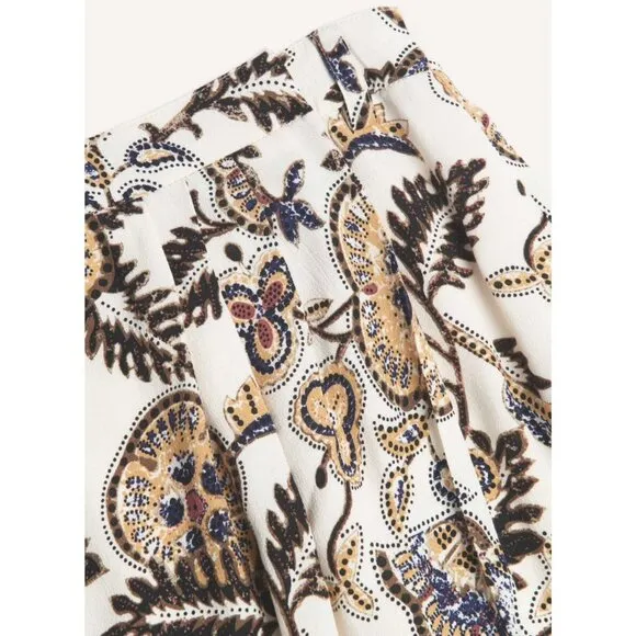 NEW BA&amp;SH Venise Floral Print Crepe Mini Wrap Skirt in Ecru Sz. XS
