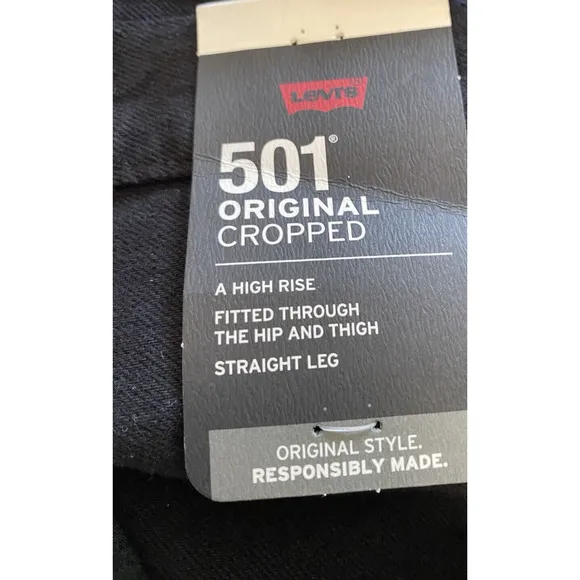 NEW Levi's 501 Jeans Womens 31x26 Original Cropped High Rise Straight Leg Black