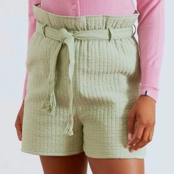 New SAMSOE SAMSOE Quilted Paperbag Waist Ember Shorts Vineyard Green Size XS