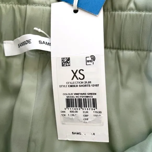New SAMSOE SAMSOE Quilted Paperbag Waist Ember Shorts Vineyard Green Size XS