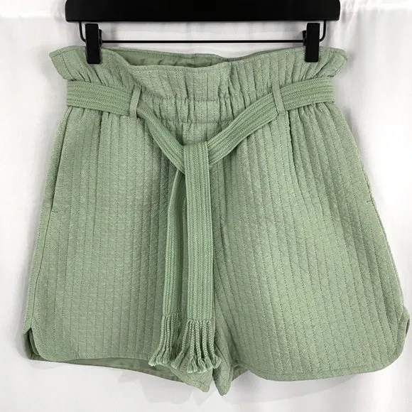 New SAMSOE SAMSOE Quilted Paperbag Waist Ember Shorts Vineyard Green Size XS
