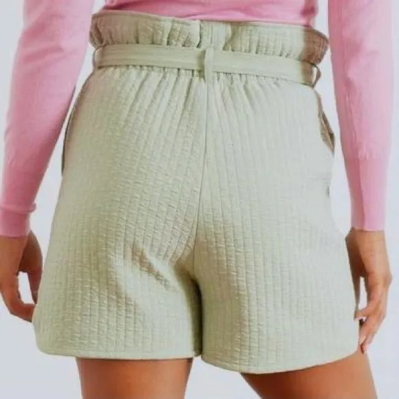 New SAMSOE SAMSOE Quilted Paperbag Waist Ember Shorts Vineyard Green Size XS