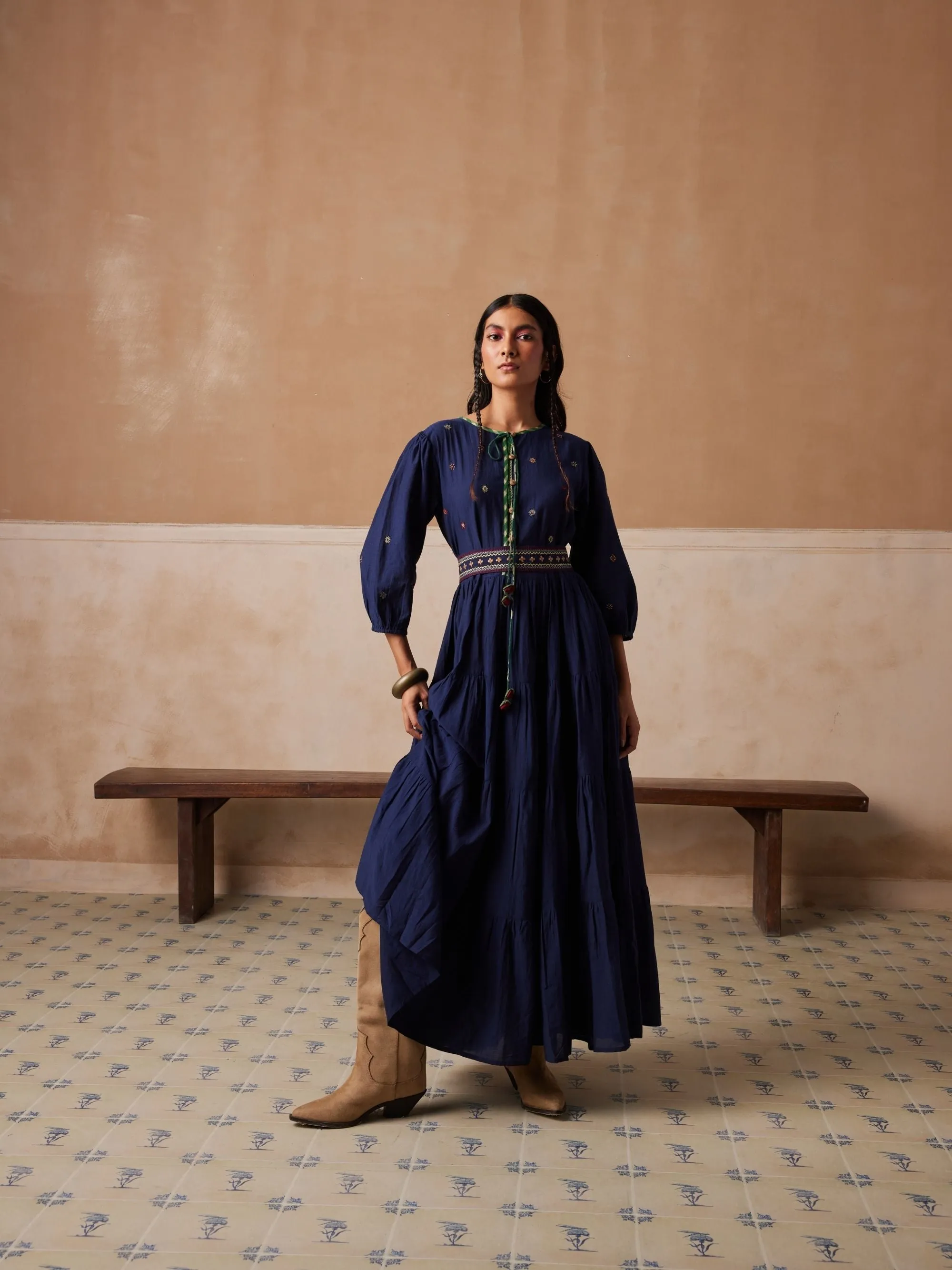 New Season Summer Fall 24-Dress Luna Cotton Indigo-SS24-LUNAD-IND-Fashion Edit Cord Studio