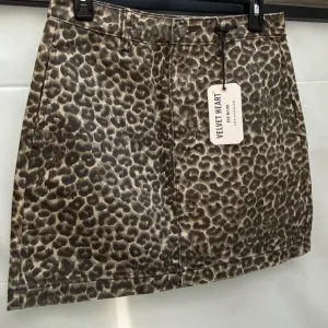 New Velvet Heart Women’s Danila Animal Print Denim Fashion A-Line Mini Skirt