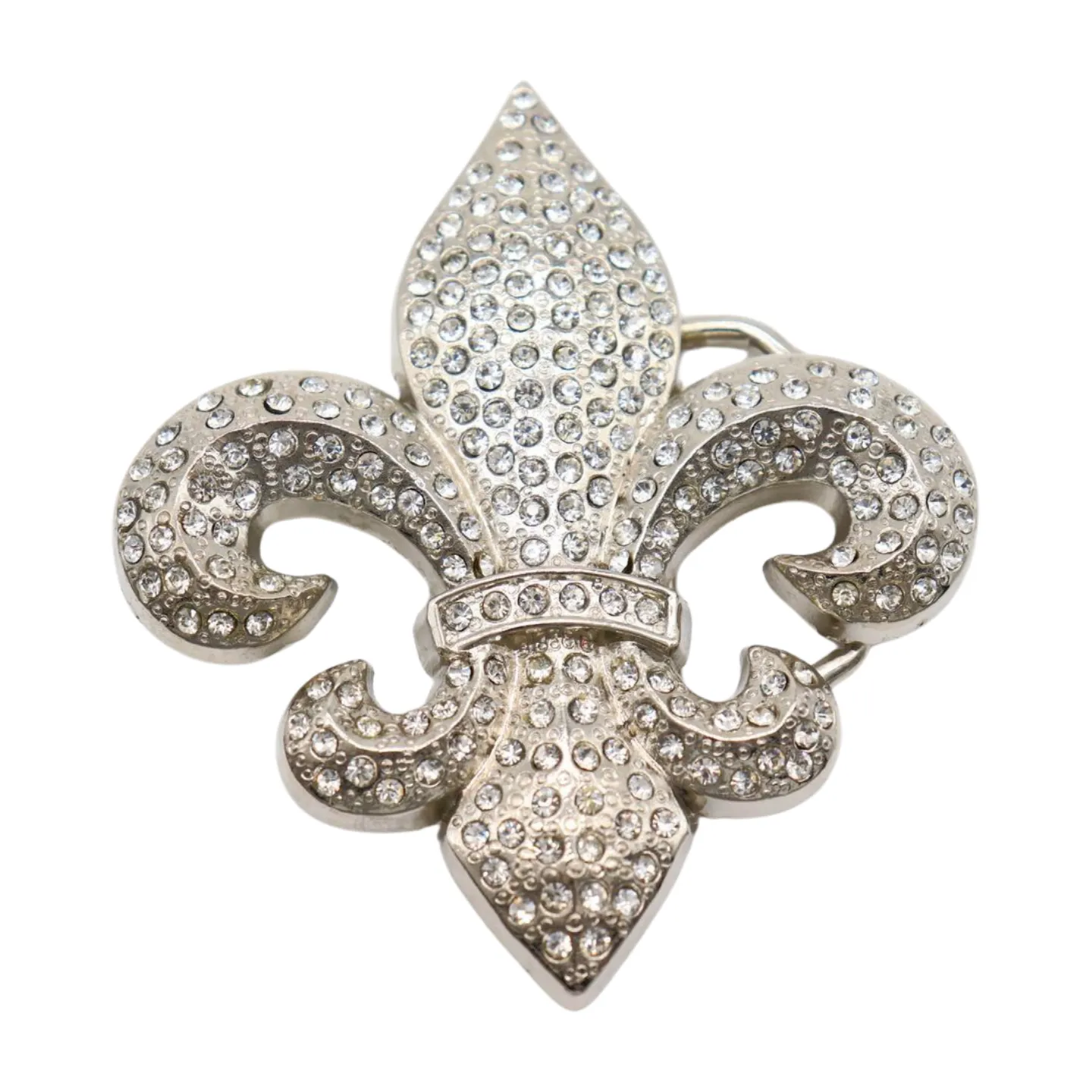 New Women Silver Metal Belt Buckle Western Fashion Bling Fleur De Lis