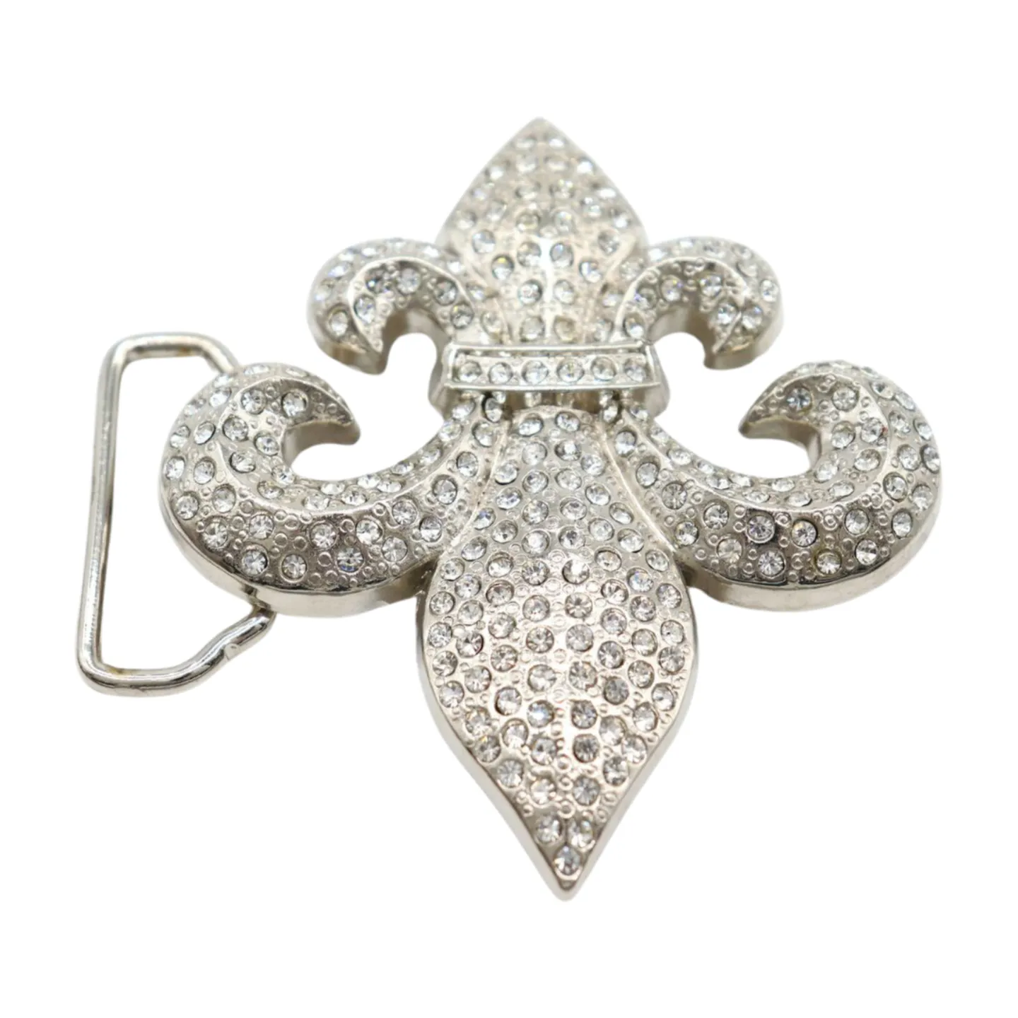 New Women Silver Metal Belt Buckle Western Fashion Bling Fleur De Lis