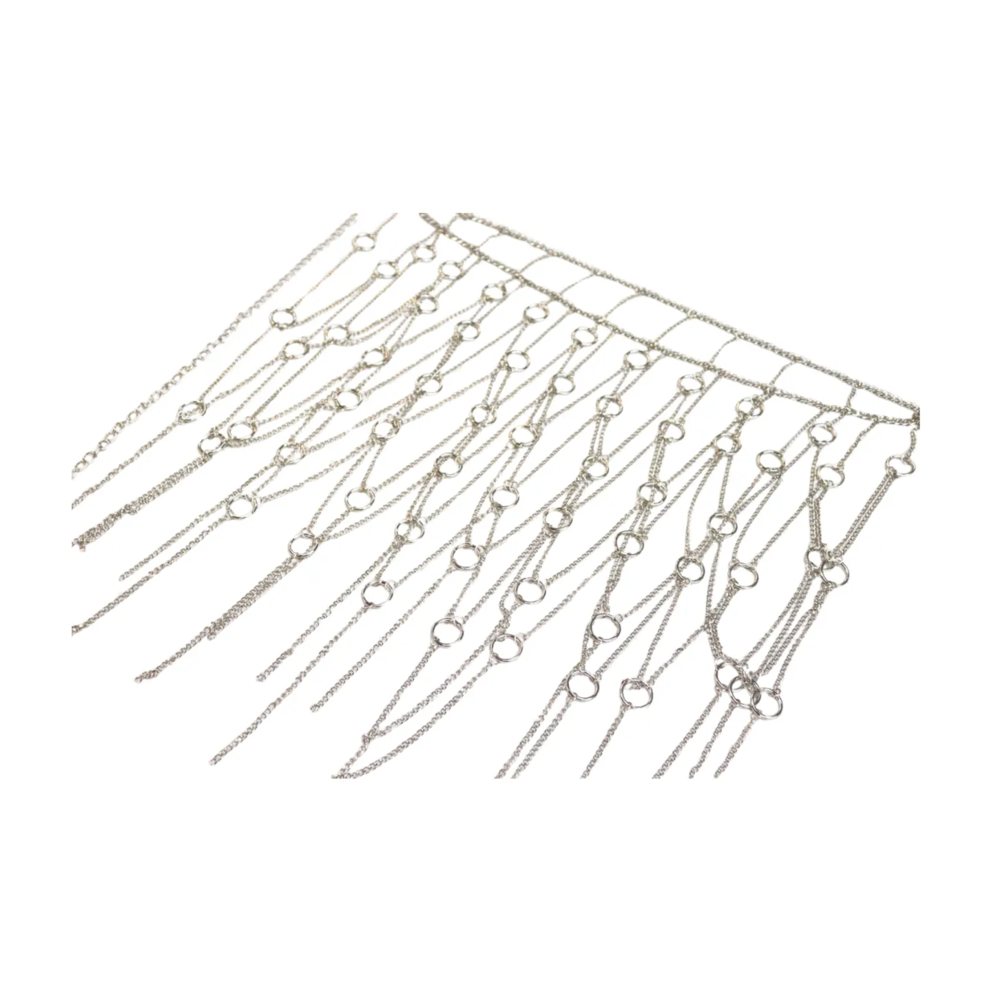 New Women Silver Metal Chain Circle Rings Skirt Belt High Waist S M