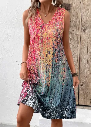 New Women's MODLILY DESIGN Coral A Line Sleeveless V Neck Dress Sz M, Retails $47 