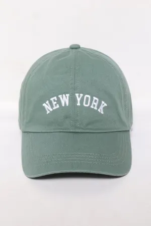 New York Sage Green Embroidered Cotton Hat