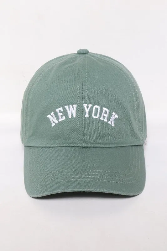 New York Sage Green Embroidered Cotton Hat