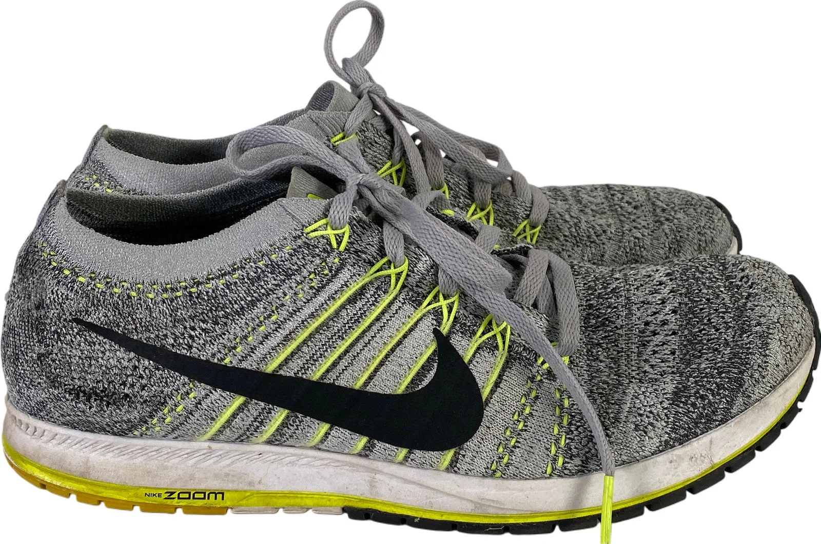 Nike Men’s Wolf Gray Zoom Flyknit Streak Lace Up Athletic Sneakers - 9